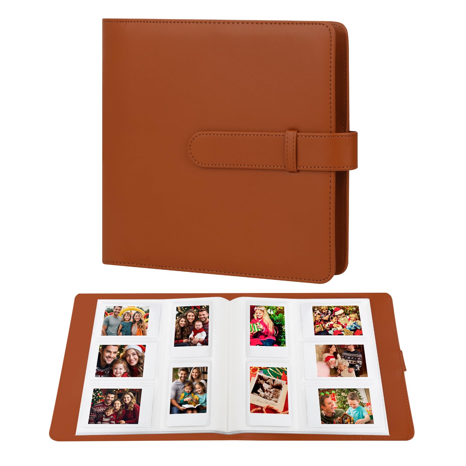 360 Pocket Photo Album for Fujifilm Instax Mini 12 11 9 8+ 8 7s 90 40 EVO Instant Camera, Fits Polaroid Snap/PIC-300/Z2300/ SocialMatic Cameras & Zip Printers (Brown)