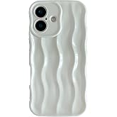 Caseative for iPhone 16 Case, Grey | Water Ripple Pattern Curly Wave Frame Soft