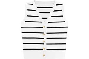 NALANISA Women's Trendy Summer Sweater Vests 2025 V Neck Sleeveless Button Up Knit Crop Tank Tops Y2k Shirts Spring Outfits