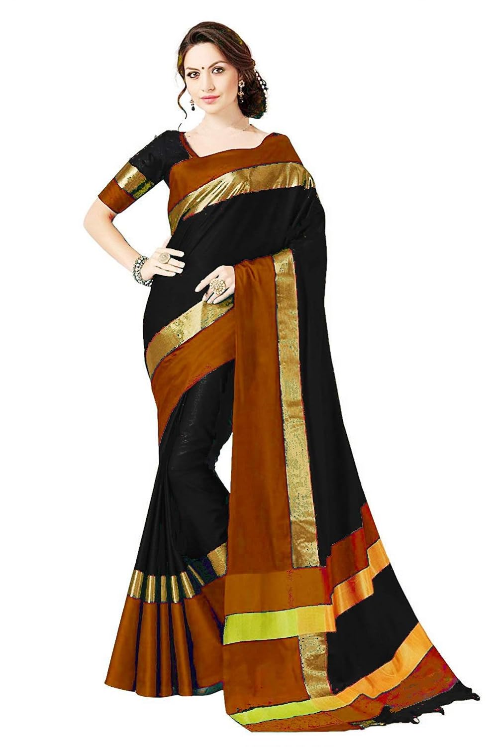 perfectblue cotton silk saree with blouse piece