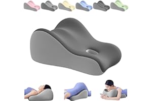 YFZD3087 Natural Latex Pillow for Adults - Ergonomic Support for Maternity, Home & Couples, Multi-Functional for Sleeping, Lounging, Reading, Removable Washable Cover (Gray)