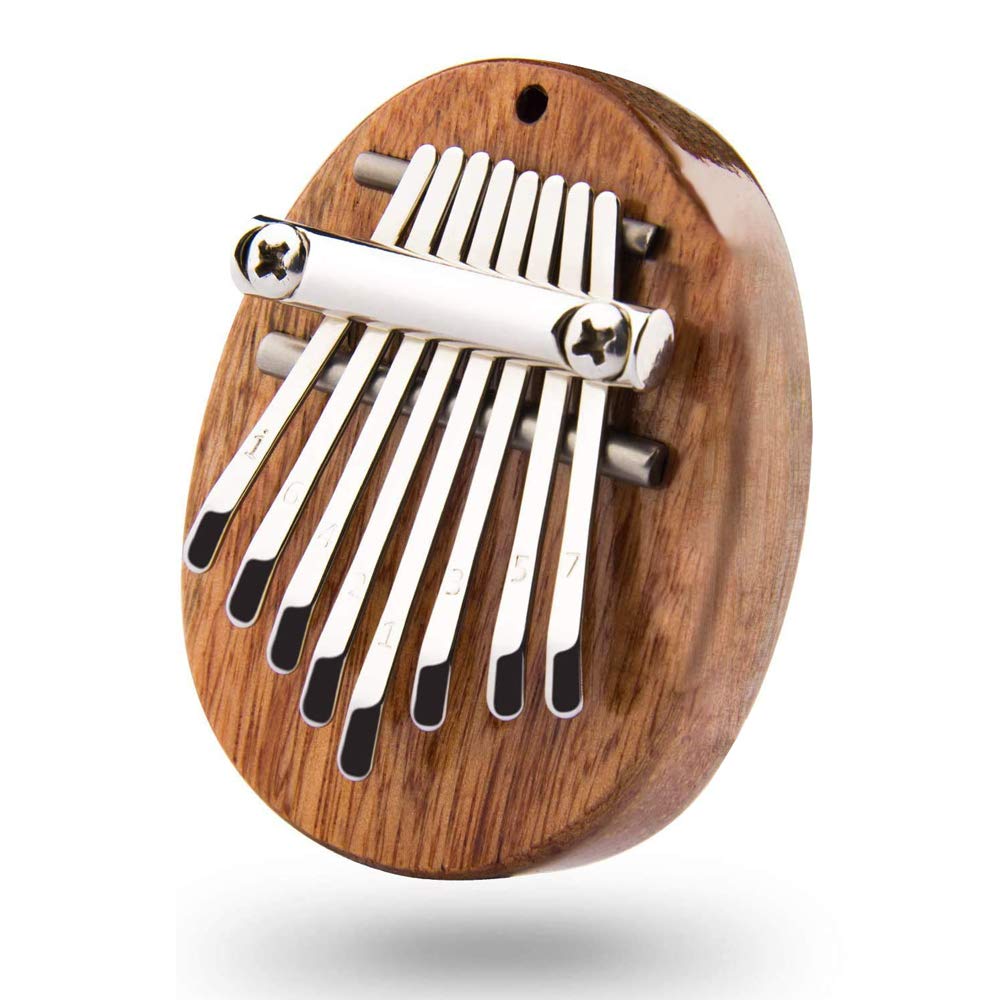 8 Keys Mini Kalimba, Solid Wood Finger Thumb Piano, Portable Marimba Musical Thumb Piano with lanyard, Gift for Kids Adult Beginners Professional