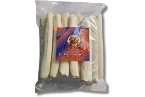 FRESH FARMS 20 Units per Pack Natural Rawhide 9-10" Rolls Value Pack: One Single Layer Premium Cut Rawhide Dog Chews Long Lasting, NO Small Pieces, Aggressive chewers. No preservatives, Perfect Natural Dog Care.