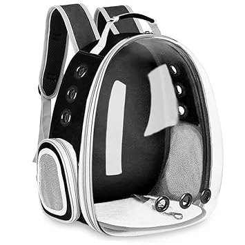 The DDS Store Pet Transparent Cat Carrier Backpack Puppy Kitty Breathable Carriers for Travel (Black)
