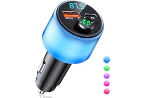 Oldowl FM Transmitter for Car Bluetooth 5.3, Bluetooth Transmitter PD30W+QC3.0 Dual-Port Fast Car Charger, Wireless FM Radio 