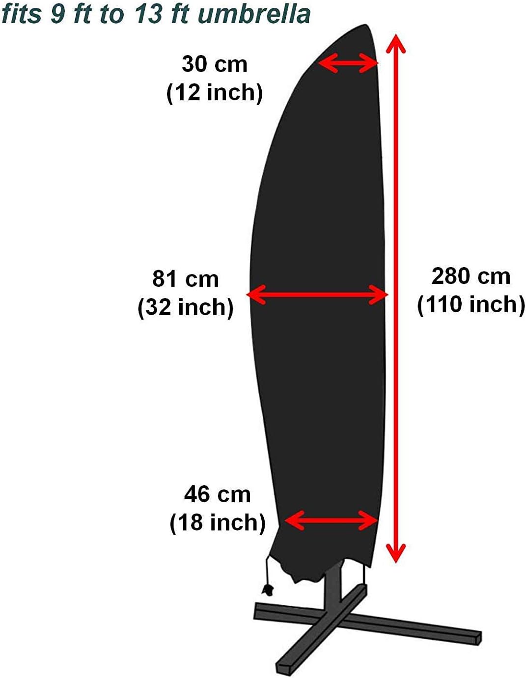 skyfiree Patio Umbrella Covers, Cantilever Offset Umbrella Cover 9 to 13 ft 420D Waterproof Durable Outdoor Market Parasol Cover with Zipper Banana Umbrella Protector Black: Furniture & Decor