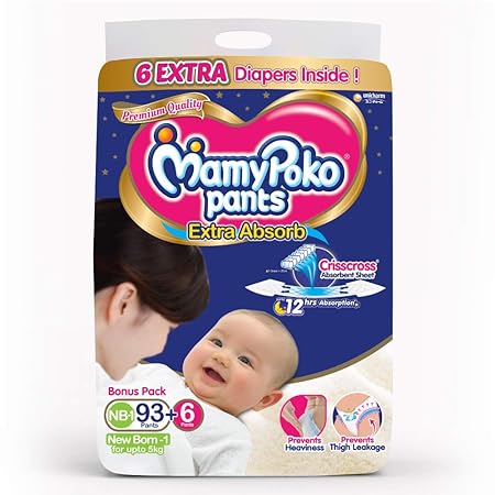 MamyPoko Pants Extra Absorb Diapers, New Born (99 Count)