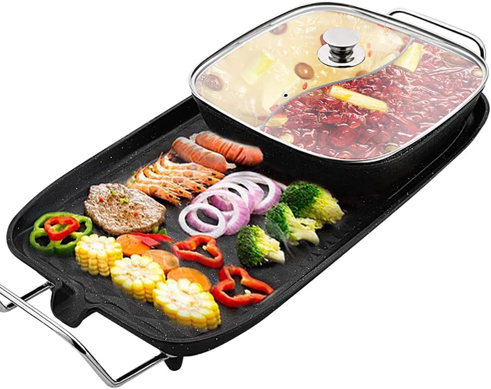 review GEXIN Electric Barbecue with Hot Pot, Smoke-Free Barbecue and Shabu-Shabu, Non-Stick, Easy to Clean