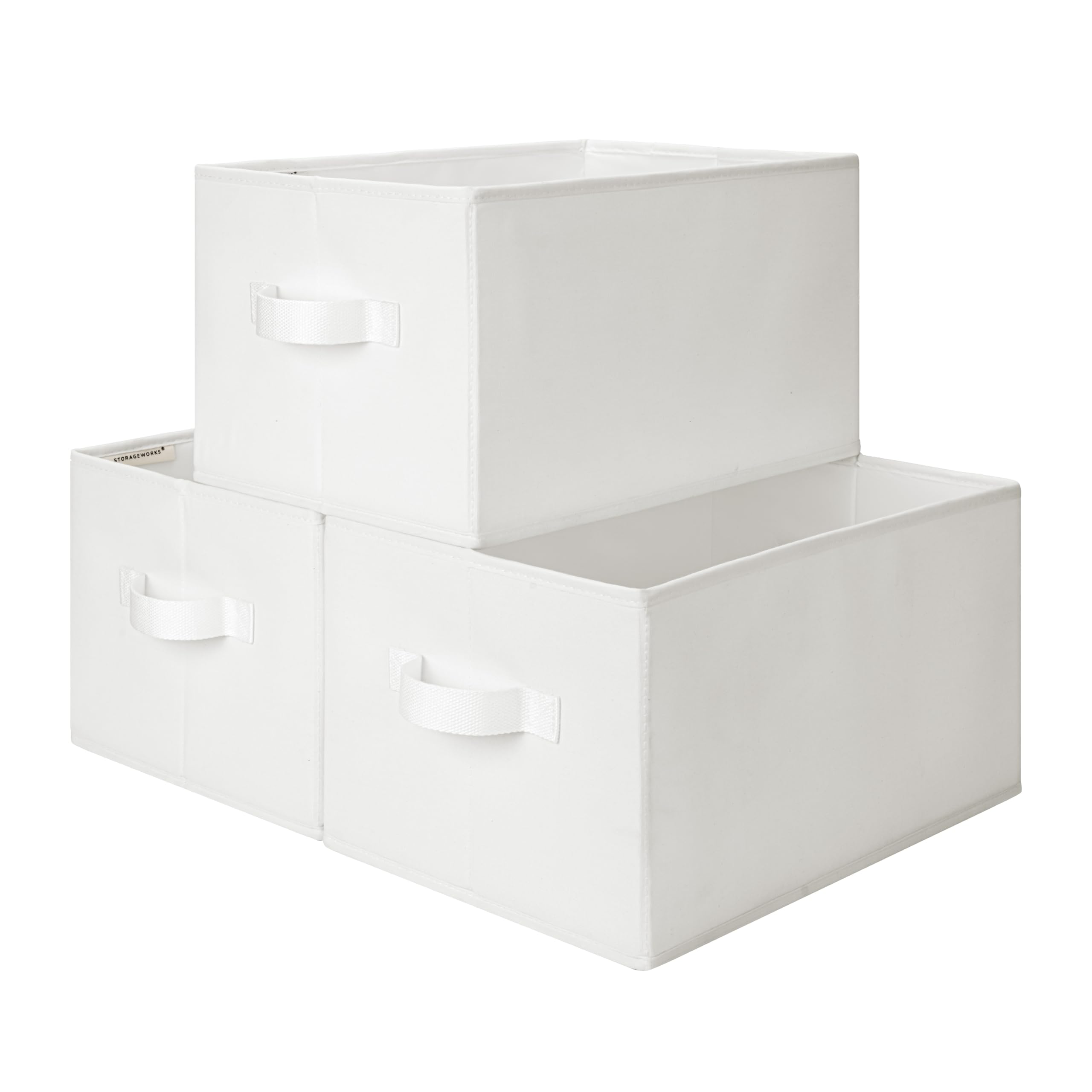 Photo 1 of StorageWorks Storage Baskets for Shelves, Foldable Fabric Closet Storage Bins with Handles, Fabric Storage Bins Clothes Organizer, White, 3-Pack, Large