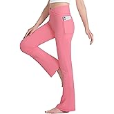 HASMES Girls Flare Leggings with Pockets Kids Bell Bottom High Waisted Flare Yoga Pants for Dance Activewear