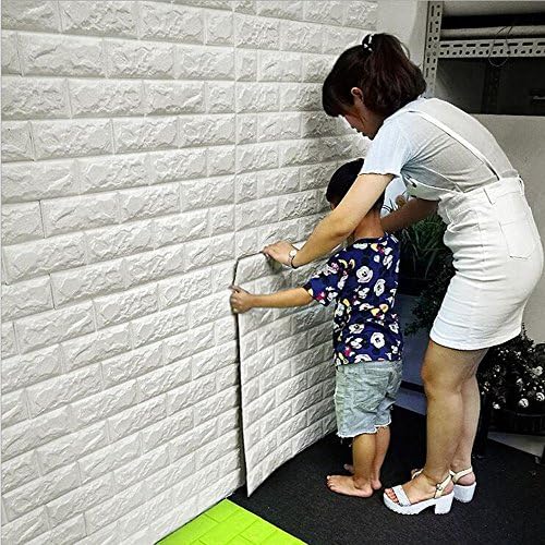 3D Imitation Brick White Wall Stickers,DIY Waterproof Self Adhesive Decorative Wallpaper 60CMx60CM (1PCS)