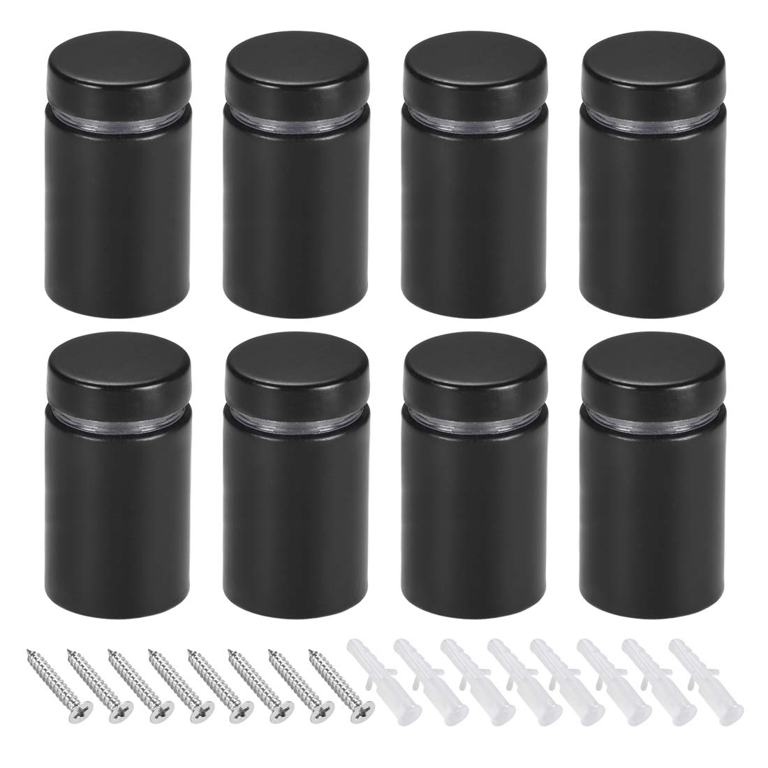uxcell 3/4 Dia x 1-1/4"(19x32mm) Standoff Screws Wall Mount Sign Holders Acrylic Glass Nails Black with Screws 8pcs