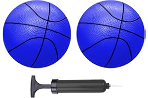 ABAJI Mini Basketballs Blue 2 Pack 5" Set with Pump Needle Durable Material for Mini Hoop 3+ Years Toddlers Kids Teenagers for Pool Indoors Outdoors