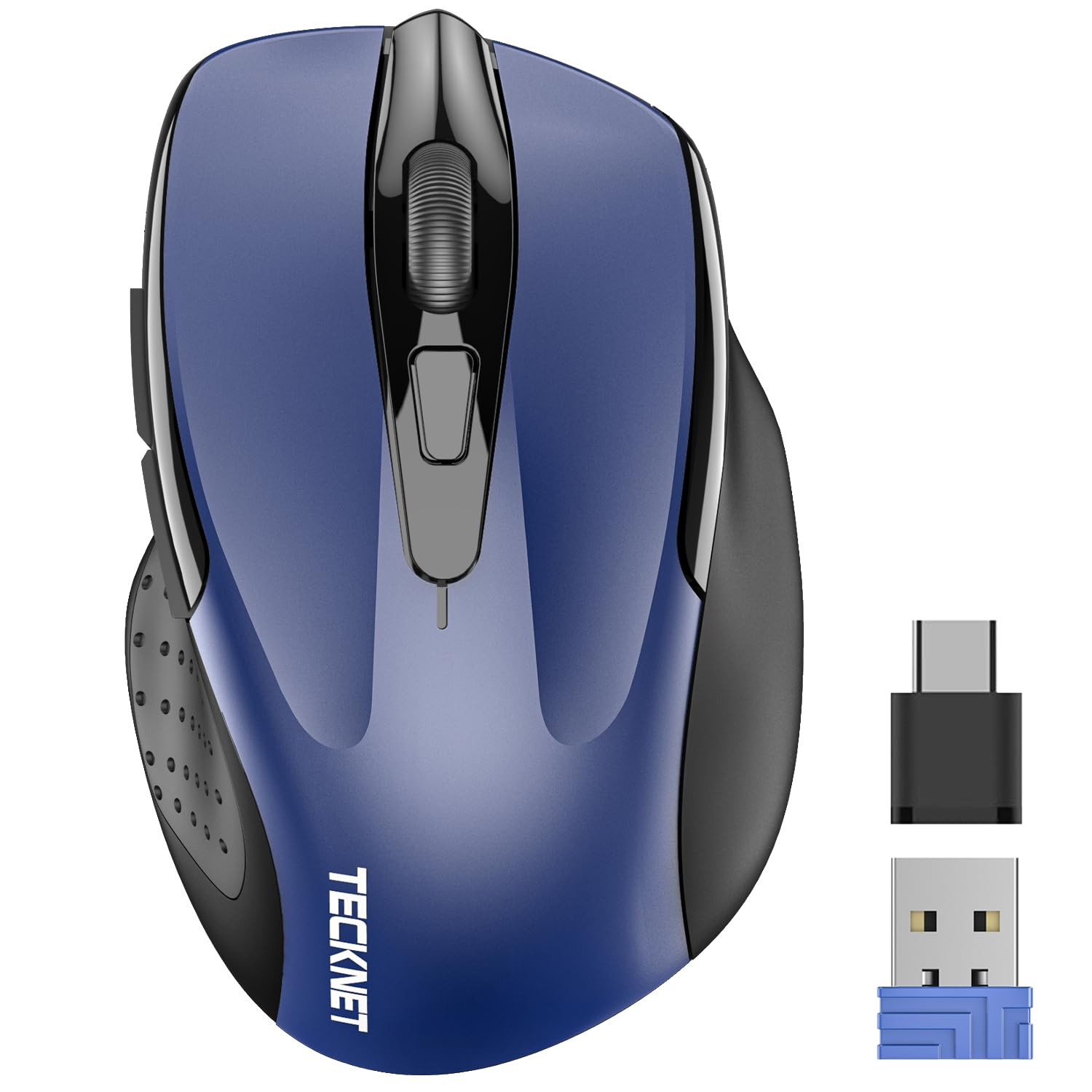 Photo 1 of TECKNET Wireless Mouse, USB C to A Adapter, Computer Mouse for Laptop, PC, Computer, Chromebook, Notebook, 6 Buttons, 24 Months Battery Life, 2600 DPI, 5 Adjustment Levels - Blue