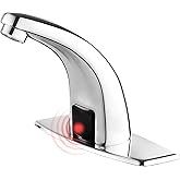 Touchless Bathroom Sink Faucet,Automatic Motion Sensor Faucets with 1 Hole Plate for Water Bath Commercial Lavatory Farmhouse, Chrome