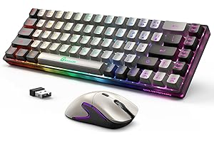 GEODMAER 65% Wireless Gaming Keyboard and Mouse Combo, Backlit Gaming Keyboard and Mouse, Ultra-Compact Anti-ghosting No-Conflict Keyboard + 6D 3200DPI Mice(Grey-Black)