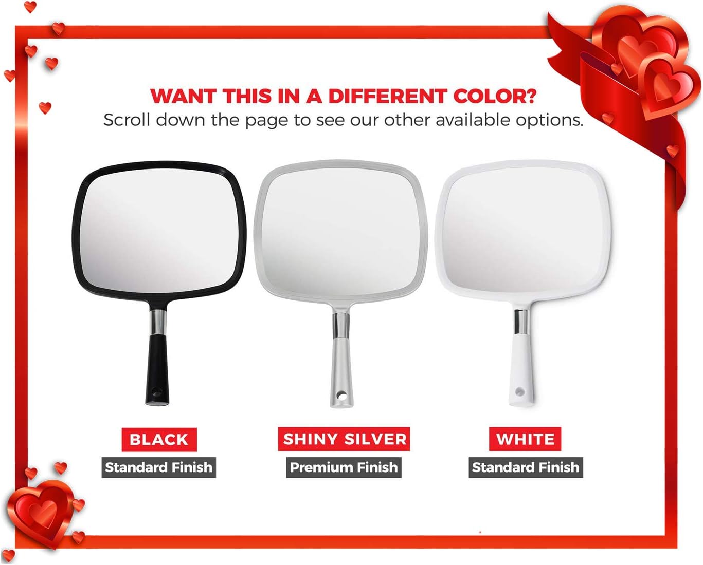 Mirrorvana Large & Comfy Hand Held Mirror with Handle - Barber Model in Black (1-Pack): Furniture & Decor
