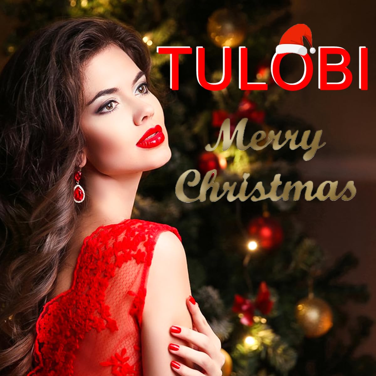 TULOBI Christmas Press on Nails Medium Coffin Fake Nails with Christmas Tree Designs Glitter Glue on Nails Xmas Design Green and Red Stripes Full Cover False Nails Artificial Acrylic Nails 24pcs - Image 8