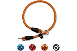 Mystercome Reflective Slip Collar, Dog Choker Collar, Nylon Dog Training Collar with Slidable Stopper No Pull Dog Collars Martingale Collars for Small Medium Large Dogs, Orange, S