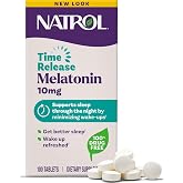 Natrol Melatonin 10 mg Time Release, Nighttime Sleep Aid, 100 Tablets | Dietary Supplement to Minimize Wake Ups, 100% Drug-Free, Non-Habit Forming, For Occasional Sleeplessness, 100 Day Supply