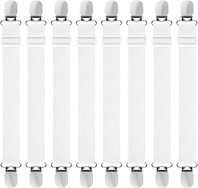 Hanyousheng 8 Pcs Adjustable Bed Sheet Clips, 30cm-130cm, White