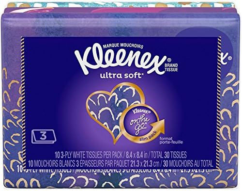 Kleenex On-The-Go Slim Packs, 10 sheets, (Pack of 3)