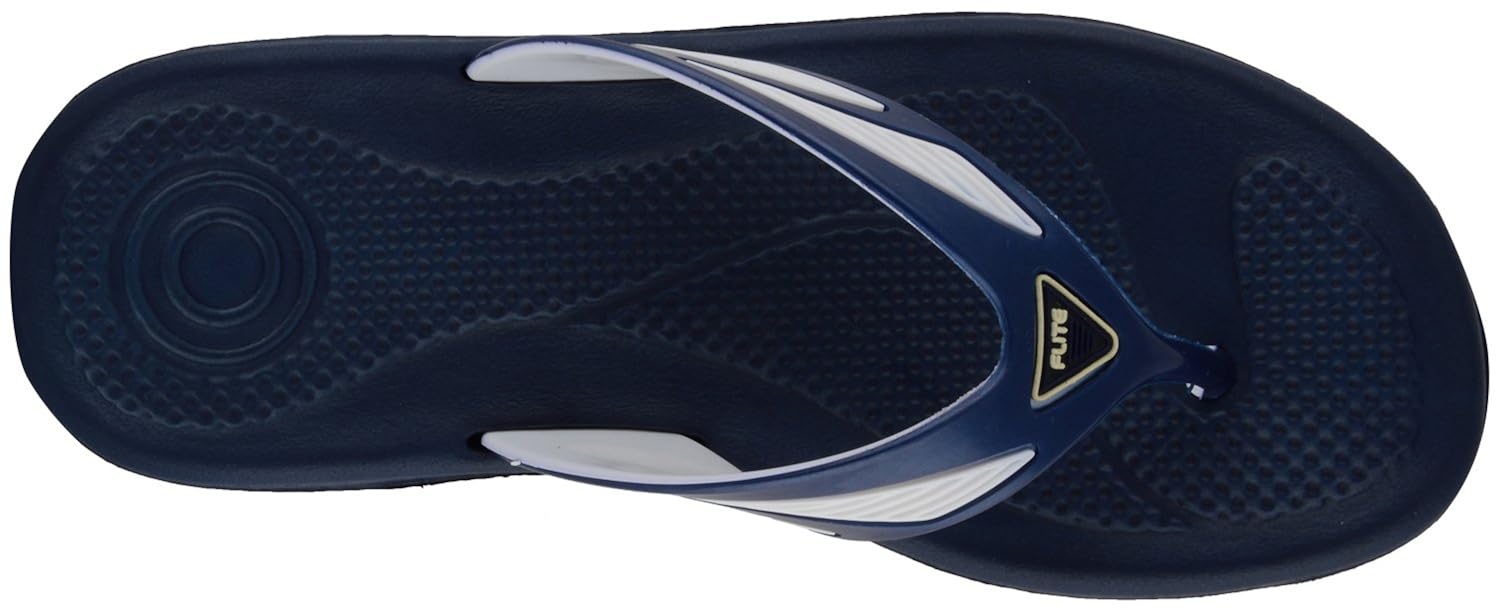 relaxo women's pu flip-flops and house slippers (flite90l_navy-white)