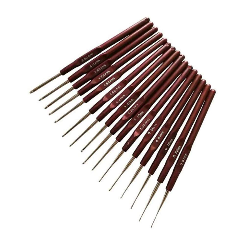 VOANZO 16pcs Crochet Hook Set Kit Stitches DIY Aluminium Sewing Tool Portable Handmade Sweater Yarn Accessories Weave Craft Handle Knitting Needles