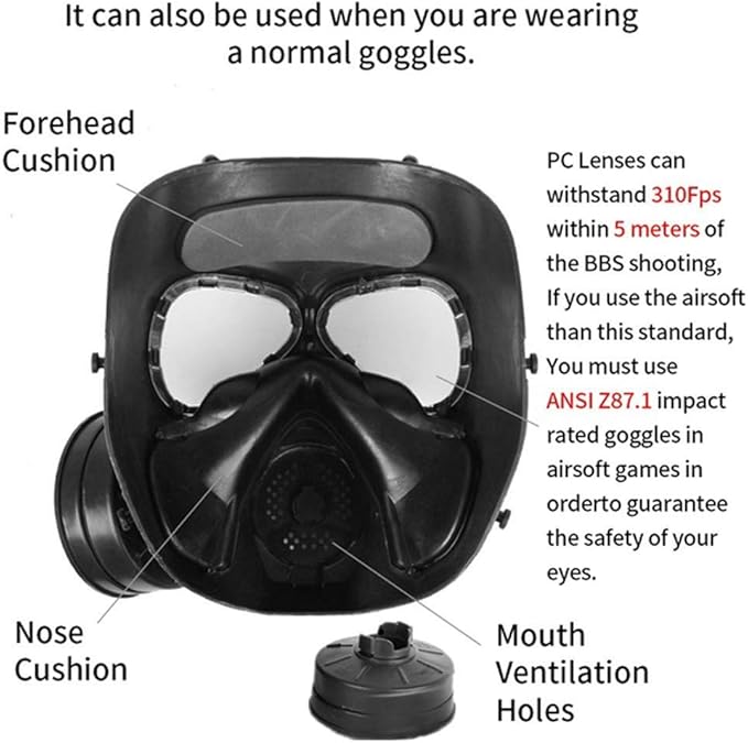 Amazon Com Actionunion Airsoft Mask Tactical Full Face Mask actionunion airsoft mask tactical full face mask military outdoor sport cs protective paintball eye protection gas mask adjustable dual filter fans