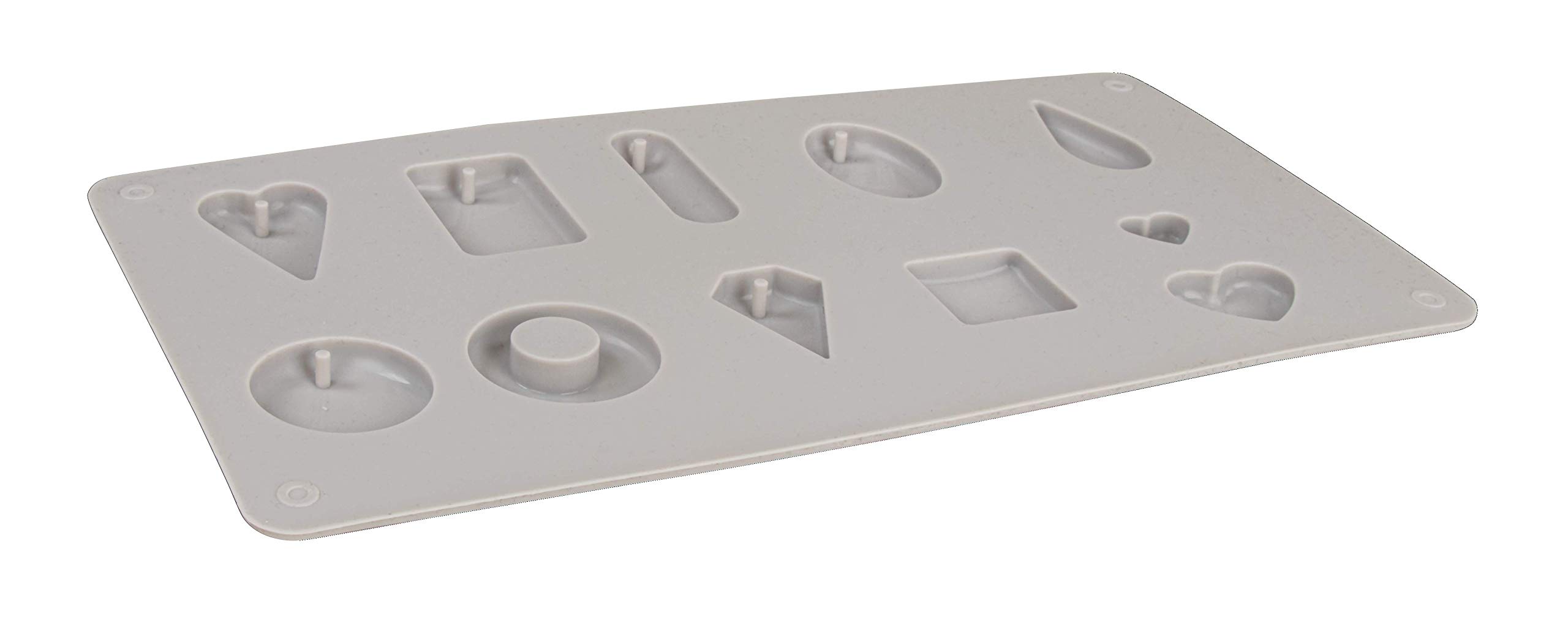 Rayher 36109000 Silicone Casting Mould for Jewellery Making, Casting Tray with 11 Different Pendant Shapes for Concrete, Plaster of Paris, Resin, Wax and Soap, 14.5 x 26 x1 cm, Grey