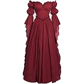 Vibsion Medieval Renaissance Costume Dress Regency Dresses for Women Victorian