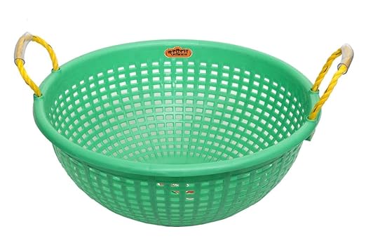 Saurabh Shaktiman Plastic Fruit/Vegetable/Fish/Multi Use/Large Basket - 1 PC - Green