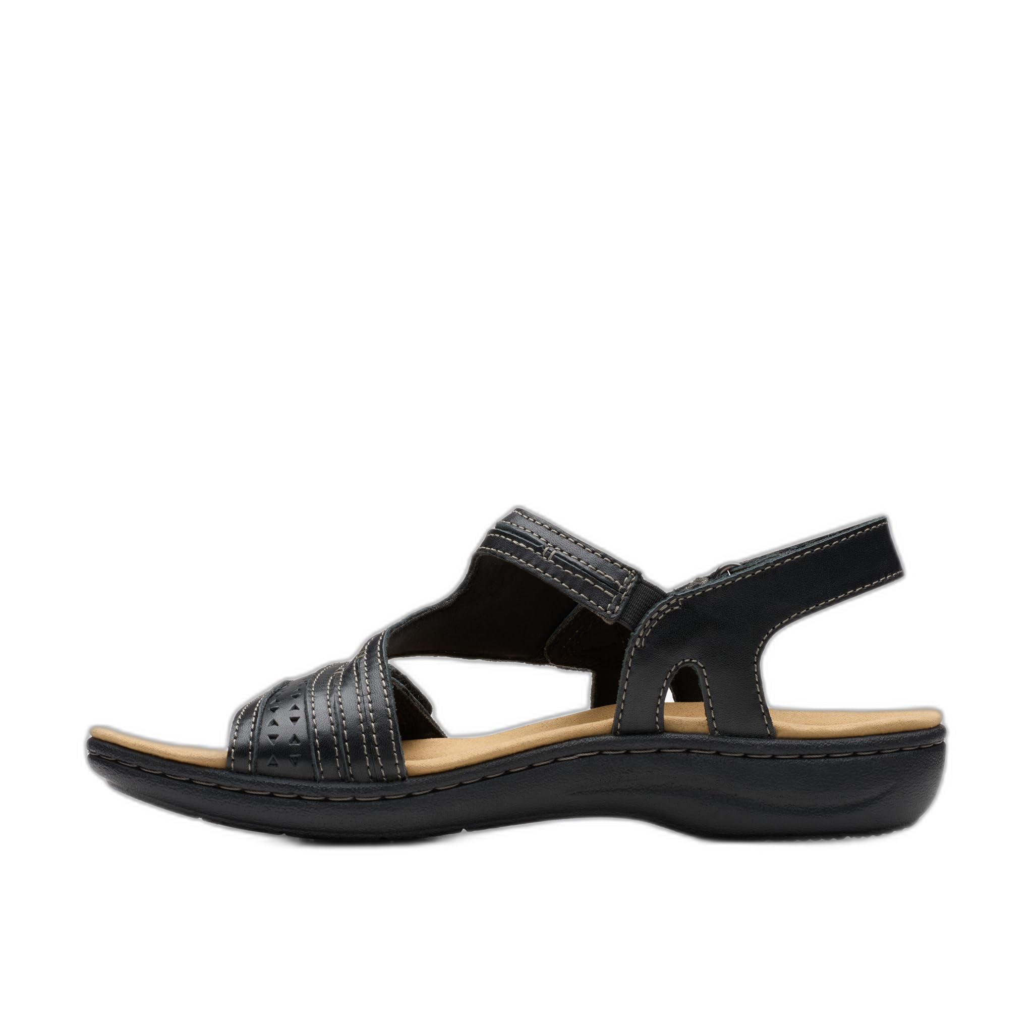 Clarks Women’s Casual Sandal, Black Leather, 12