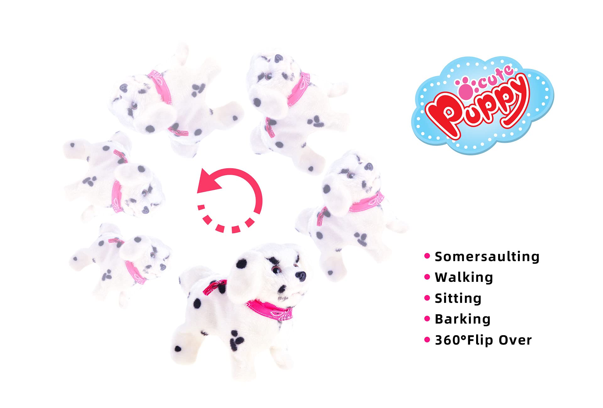 PowerTRC Cute Somersault Little Puppy | Barks, Sits, Walk, and Flips | Pet Toy Dog