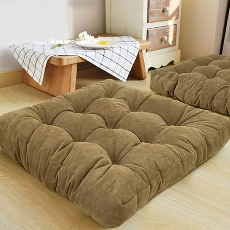 Amazon Co Jp 座布団 フロアクッション 超厚10cm 無地座布団 ざぶとん クッション 座り心地いい 55 55cm 椅子 ソファ たたみ オフィス適用 オリーブグリーン ホーム キッチン