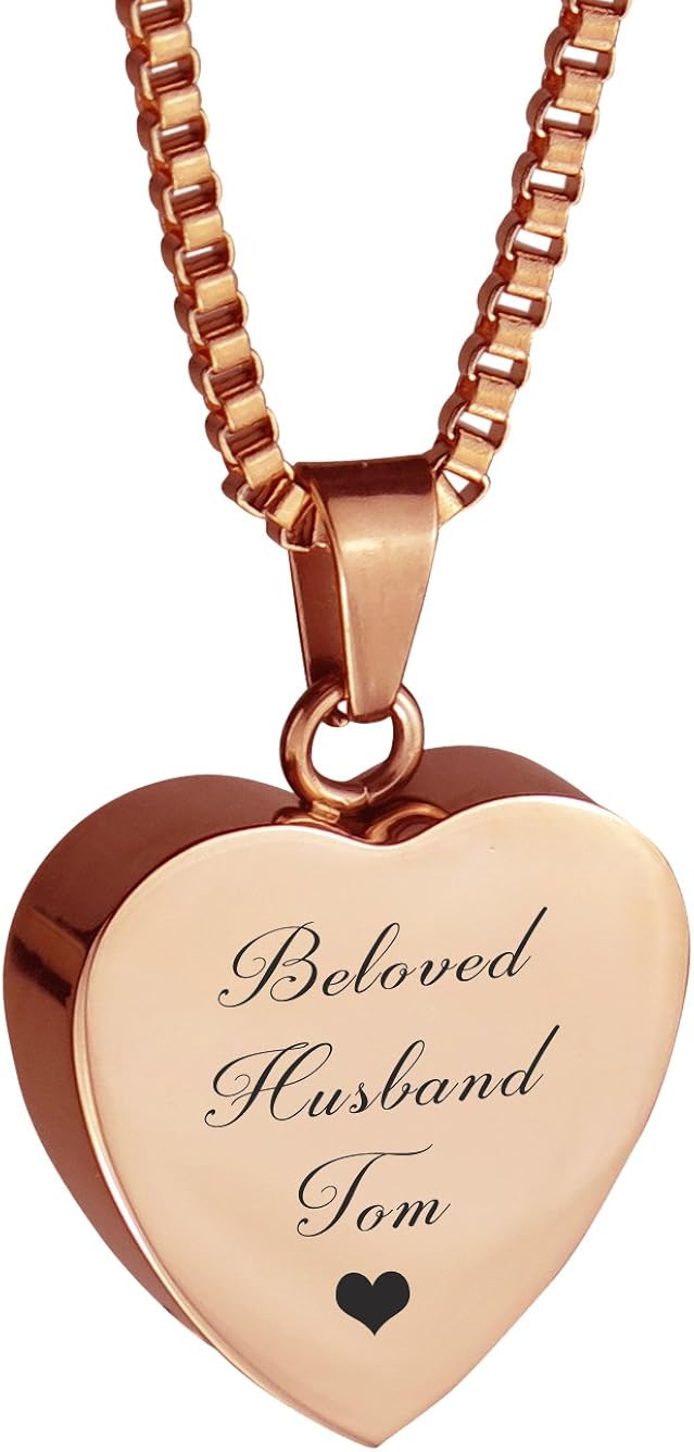 Love to Treasure Beloved Husband Personalized Rose Gold Urn Pendant