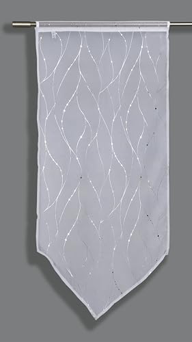 Gardinia Spitzpanneaux Voile with Foil Print, White, 60 x 120 cm