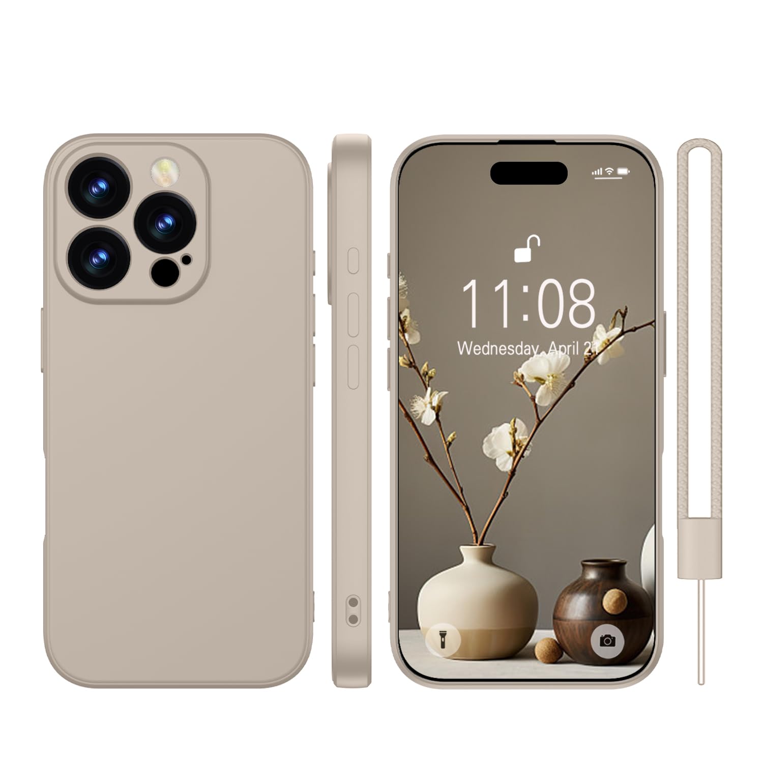 KPPIT for iPhone 16 Pro Max case silicone,for iPhone 16 Pro Max Phone case shockproof 6.9",Full camera coverage Military-Grade Protection 360°,With hand strap slim Case-Titanium Gray