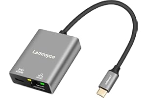 USB-C to Ethernet Gigabit Adapter with 100W Power Delivery, USB 3.1 Type-C to RJ45 1000Mbps Ethernet LAN Network Dongle Adapt