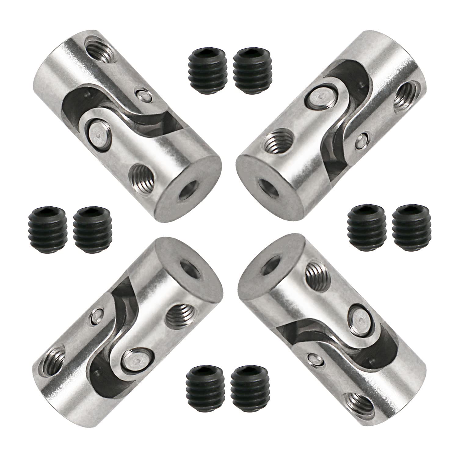 Ohamtes 4Pcs shaft diameter 2mm to 2mm universal coupling Rotatable universal steering shaft U-joint coupler