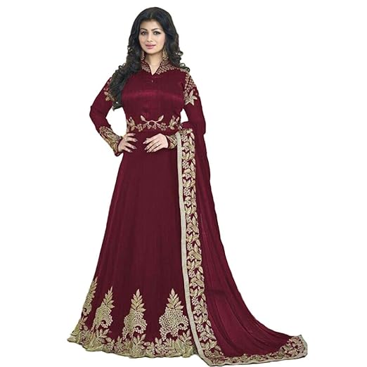 Womens MaroonGeorgette Semi Stitched Anarkali Salwar Suits