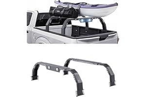 VEVOR Overland Truck Bed Rack, 14.4-17.3 in Height, Adjustable Bed Cargo Rack with Security LED Light, Compatible with Ram 15