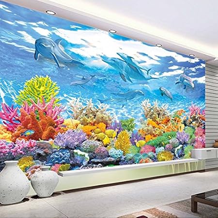 Lihaohao Personnalise Photo Papier Peint 3d Monde Sous Marin Peinture Murale Salon Chambre Des Enfants Chambre Mur Mural Papier Peint Pour Enfants Chambre 350x250cm Amazon Fr Cuisine Maison