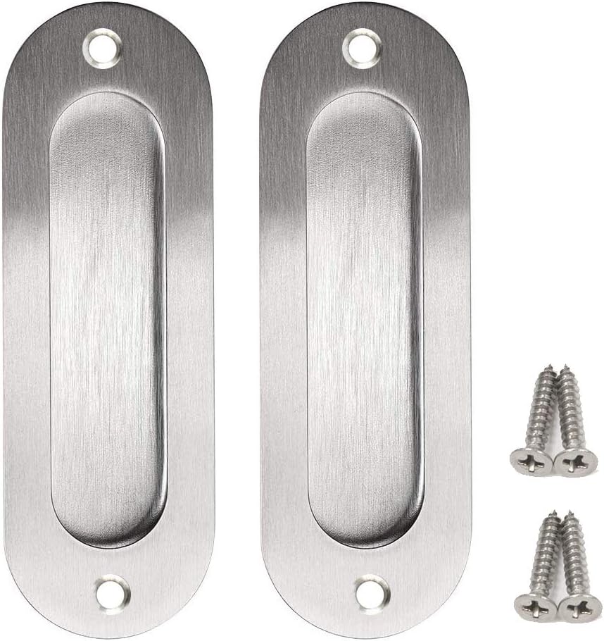 Bestgle 2pk Oval Flush Door Pull Handles Stainless Steel Recessed Sliding