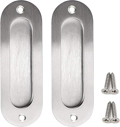 Bestgle 2pk Oval Flush Door Pull Handles Stainless Steel Recessed Sliding