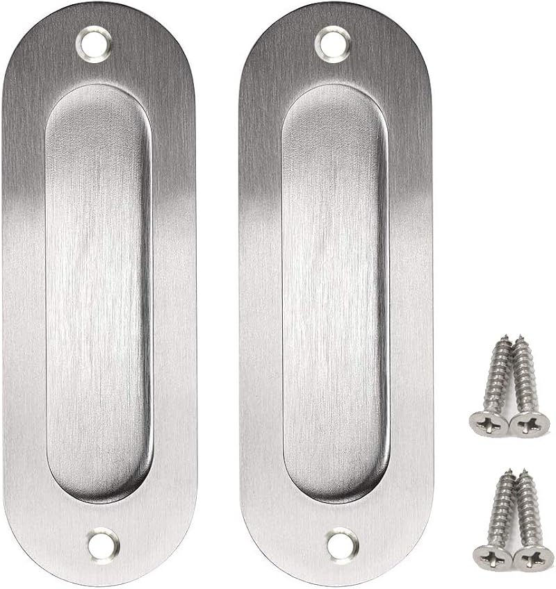 Bestgle 2pk Oval Flush Door Pull Handles Stainless Steel Recessed Sliding