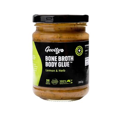 Gevity Rx Bone Broth Body Glue Concentrate - LEMON &amp;amp; HERB - 10x more Collagen - The MOST Nutrient Dense - 26 servings - High Absorption Rates