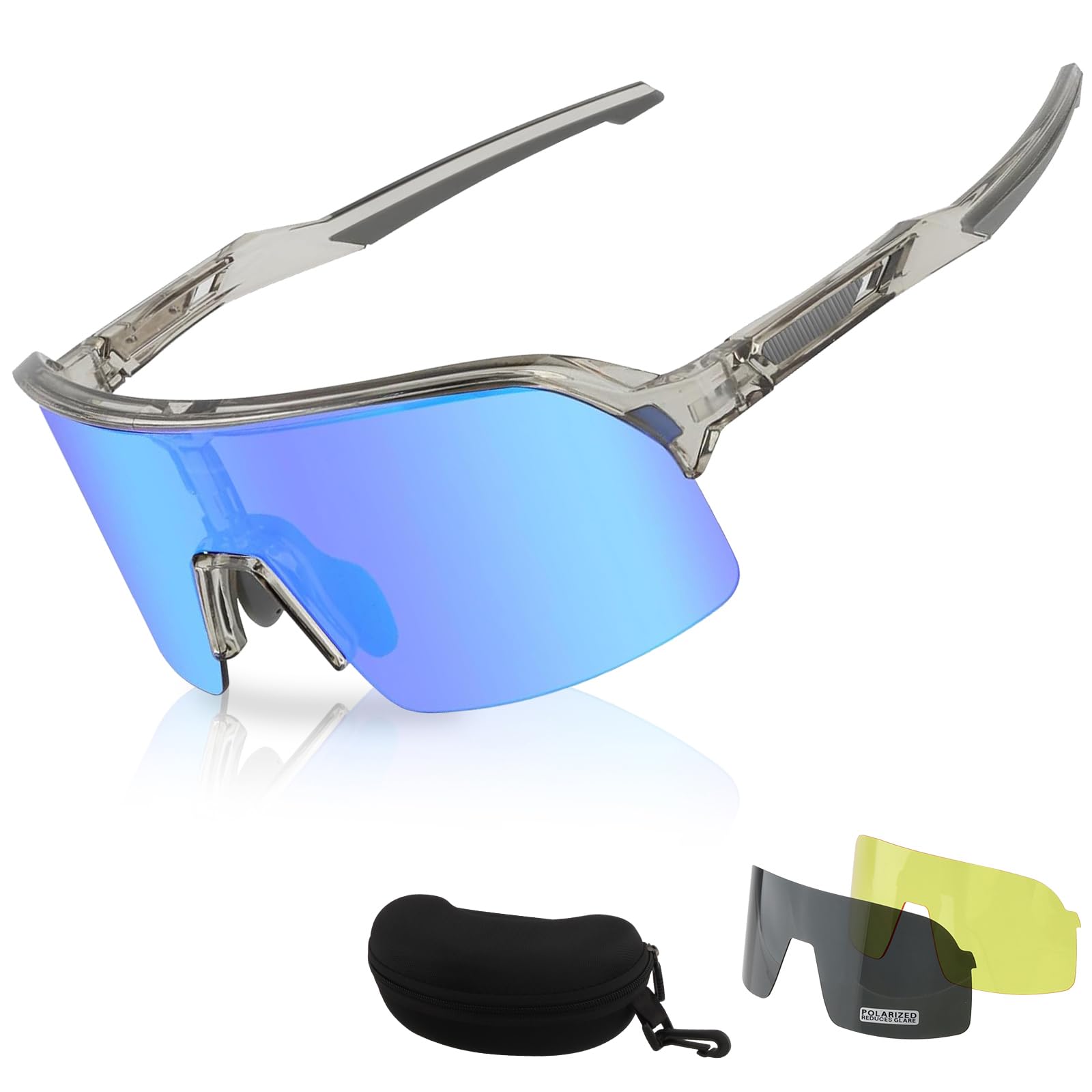 FOCUHUNTER Sports Glasses for Men Women, Cycling Eyewear for Baseball Running Cycling Glasses 3 Lenses