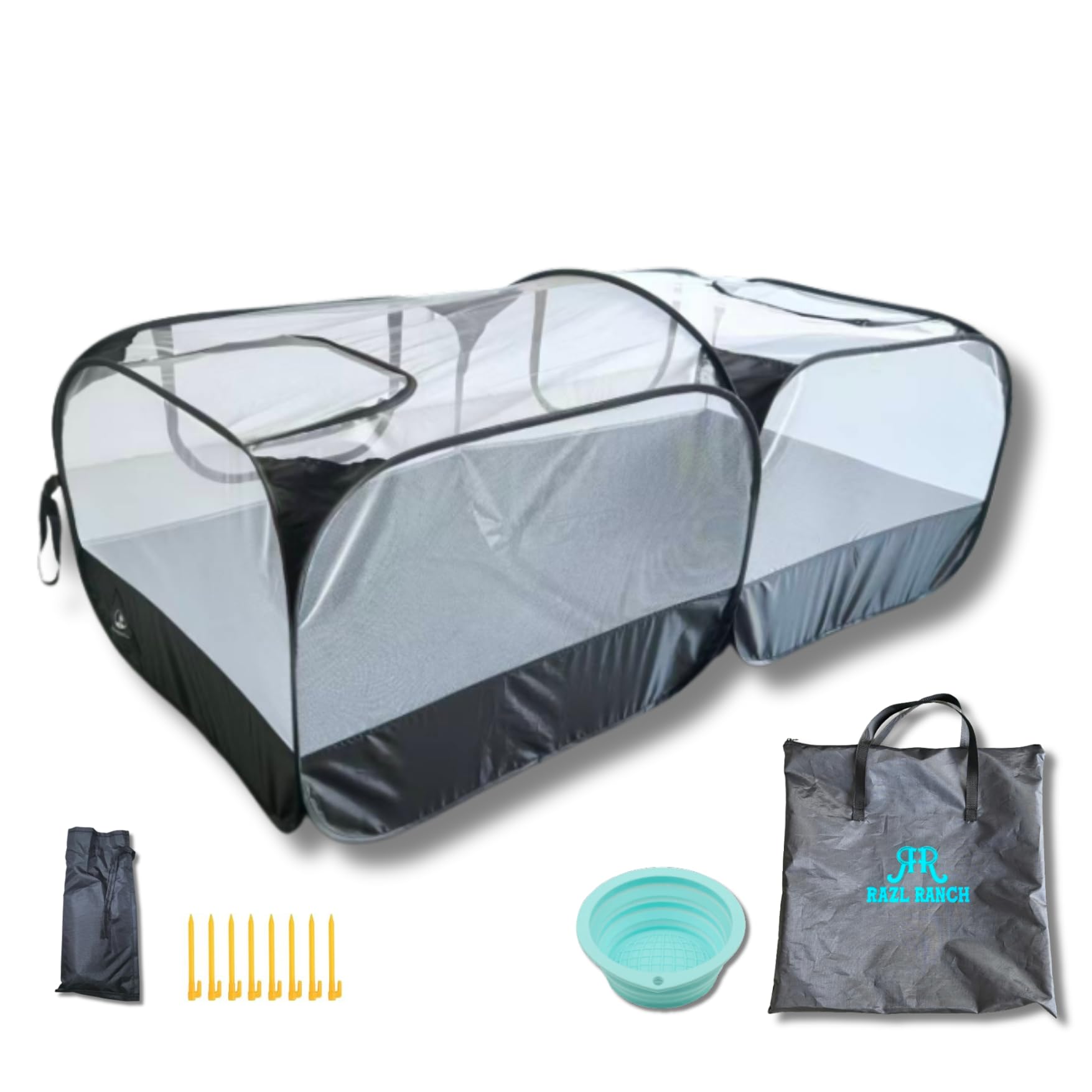 Photo 1 of RAZL Ranch Small Animal Playpen Chicken Brooder with Cord Access Port, Portable Pop Up Pet Playpen with Detachable Base, for Indoor & Outdoor Use, Foldable Playpen, Comes with Silicon Pet Bowl