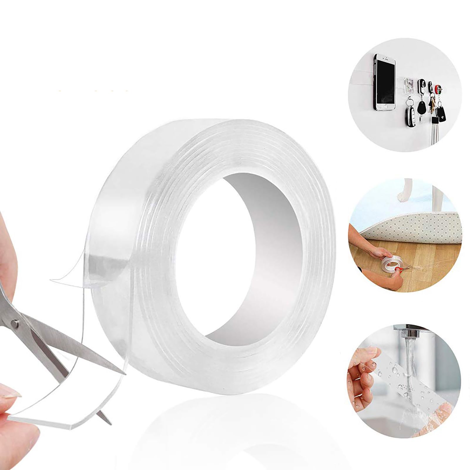 Photo 1 of JSITON Nano Grip Tape 10 FT x 1.2 Inch Reusable Removable Washable Double Sided Sticky Strips Seamless Traceless Tape Adhesive Kitchen Holder (10 FT x 1.2 Inch x 2 MM)